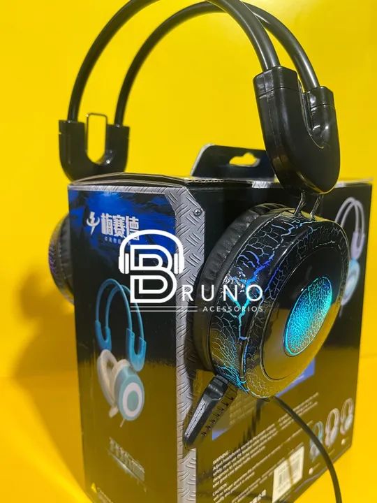 Headset Gamer com Microfone - Iluminação LED Azul - Foto 4