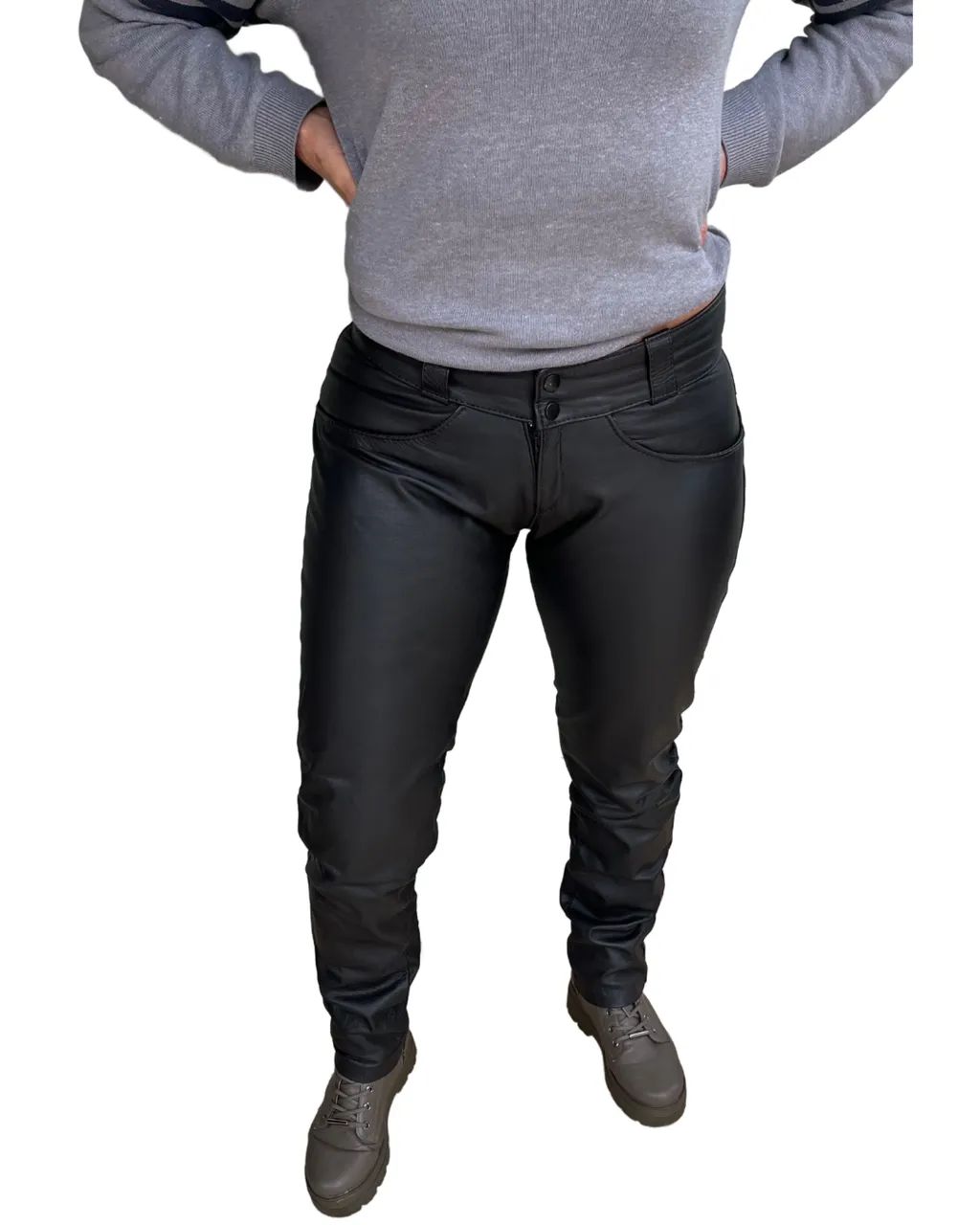 Calça de Couro Legítimo Feminina Tam 36