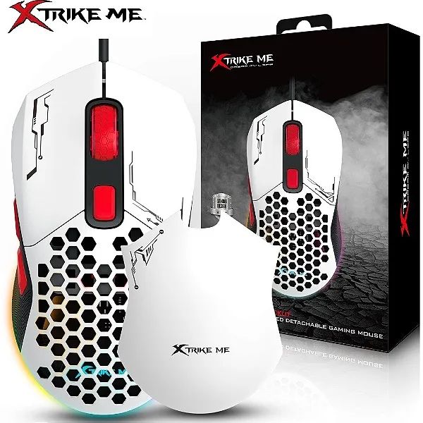 Mouse Gamer com Fio 7200 Dpi, RGB, Design Customizável, Branco - Xtrike-ME GM-316W