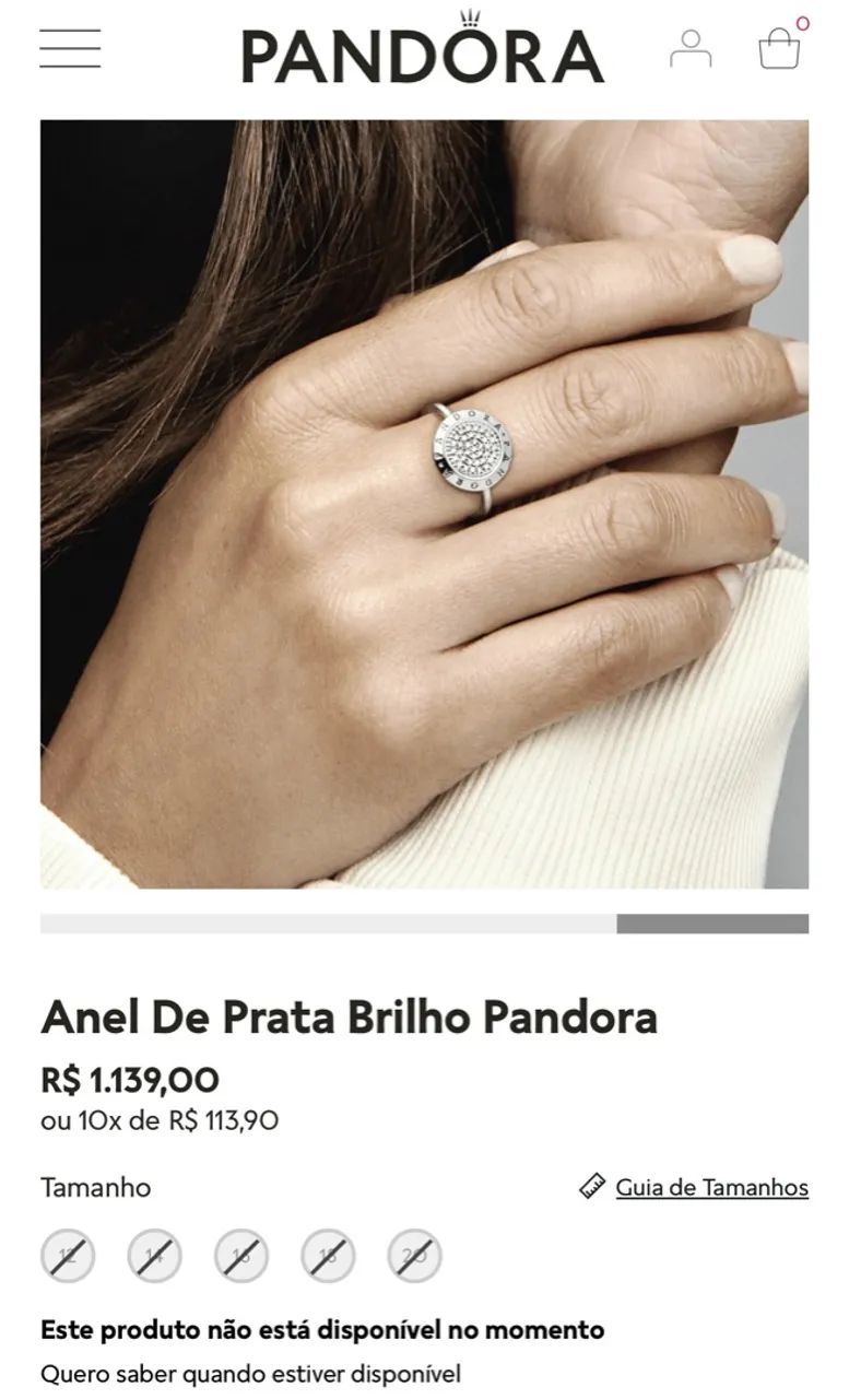Anel De Prata Brilho Pandora - Foto 5