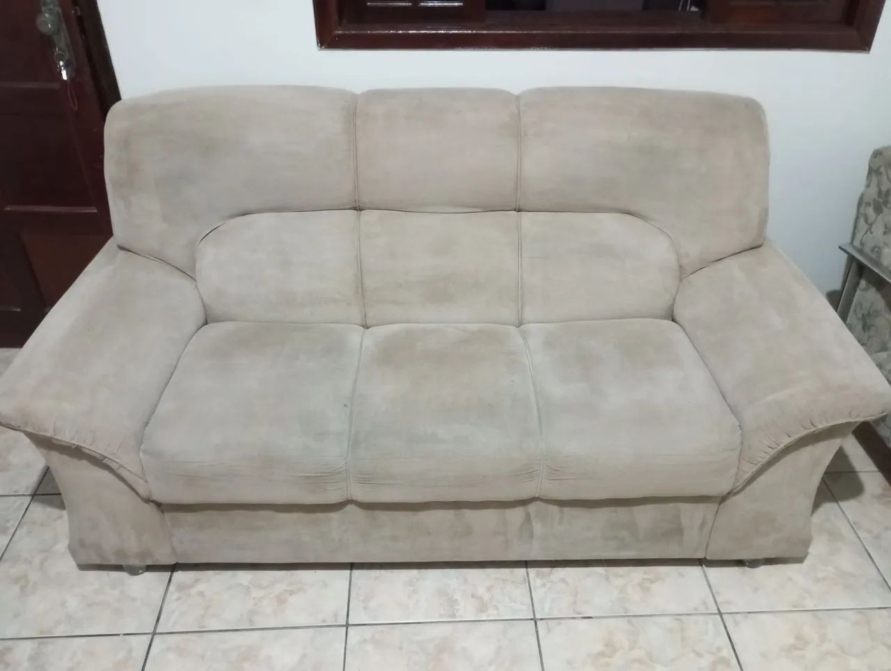 Conjunto de Sofá 2 e 3 Lugares Em Camurça Com Encosto Removível  - Foto 5
