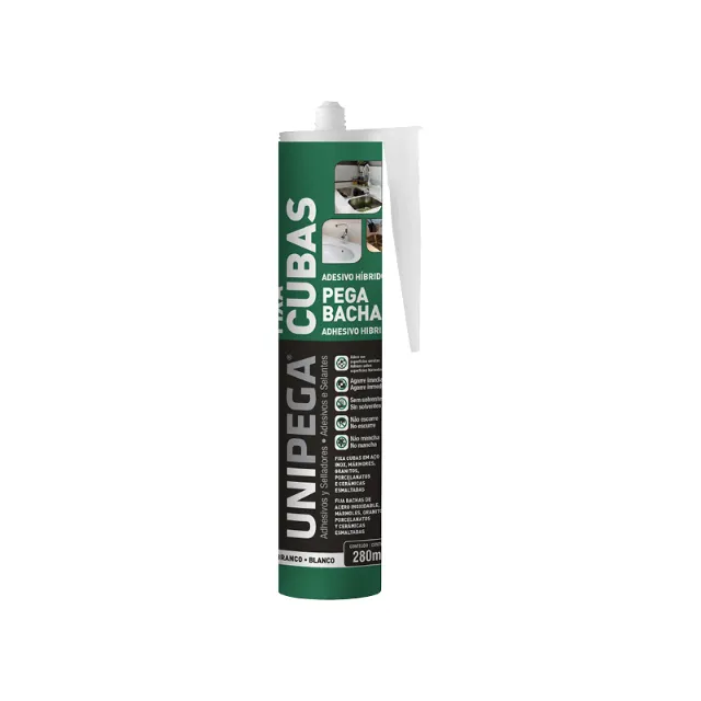12 Fixa Cuba Inox, Mármores e Granitos 280ml 400g Branco - (UNIPEGA - Ref. 0512.0222)