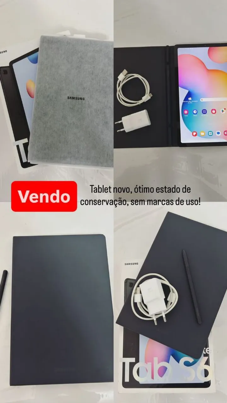 Tablet Samsung Tab S6 - Novo e completo!