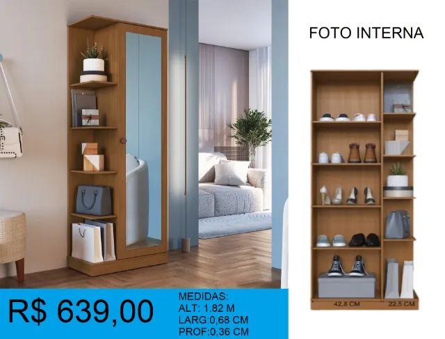 Sapateira com nichos espelho - compre hoje e receba amanha - Foto 2