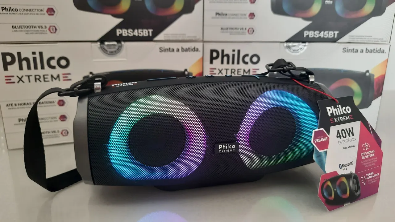 Caixa de som Philco sem fio Bluotooth - 40W de Potência