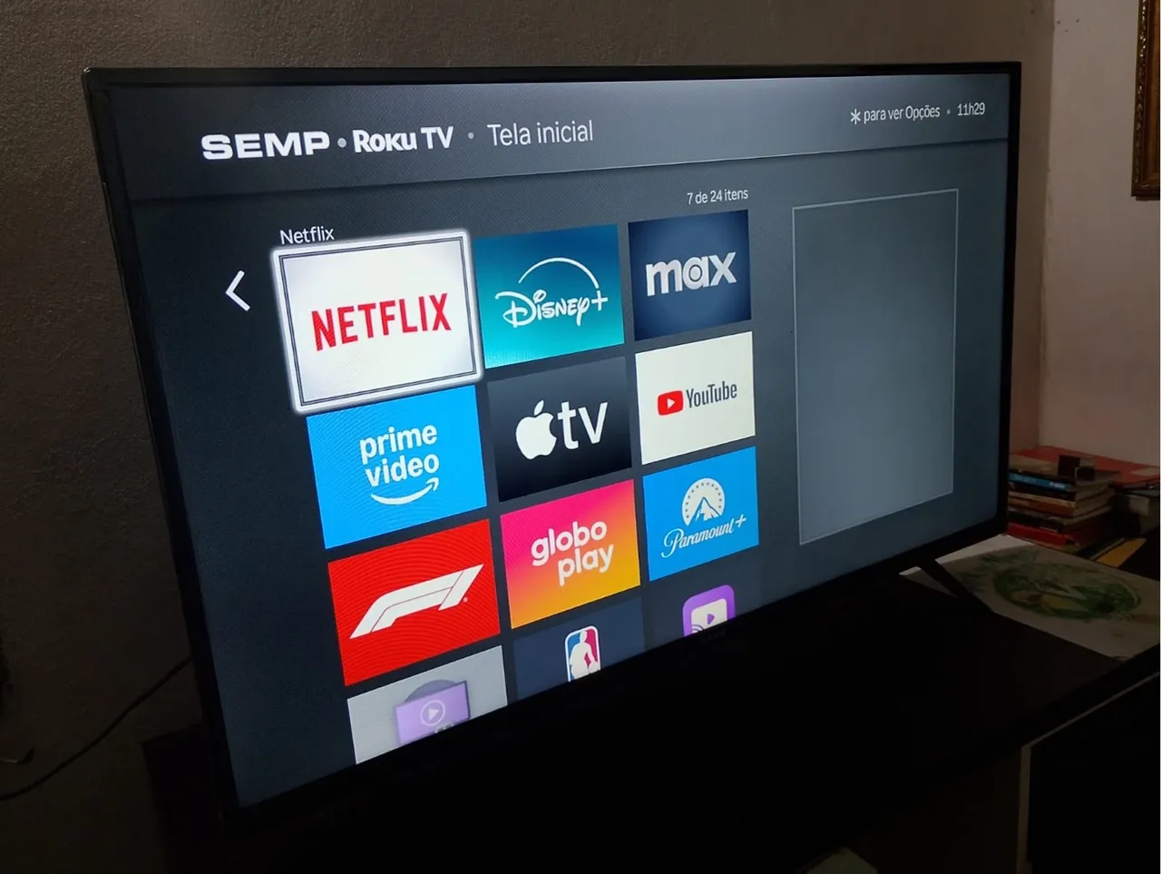 Smart TV SEMP Roku TV - Tela Inicial