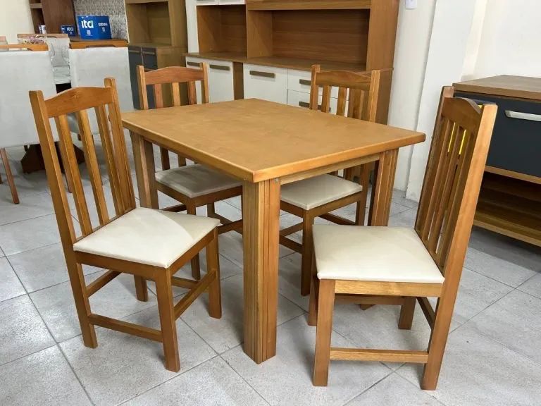 Mesa Laminada 1.10m Com 4 Cadeiras Viena - Avelã l65