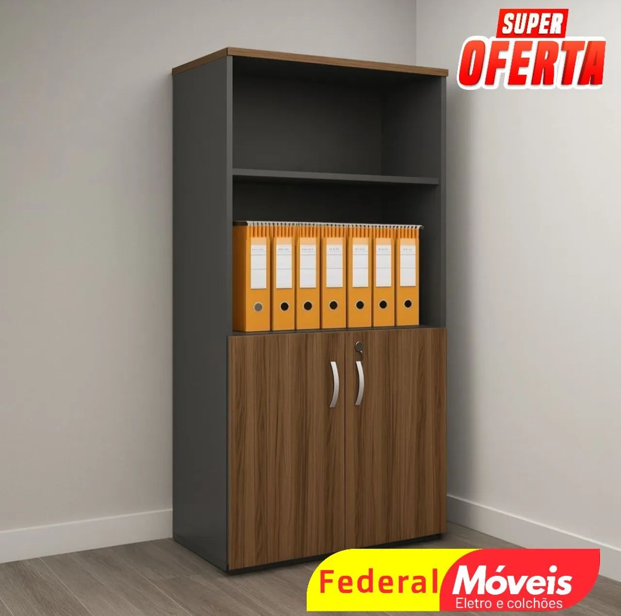 Armário Escritório 2 Portas 1,59x0,80x0,42 - Compacto e funcional!