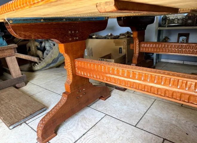 Mesa de jantar artesanal retangular em madeira - Foto 5
