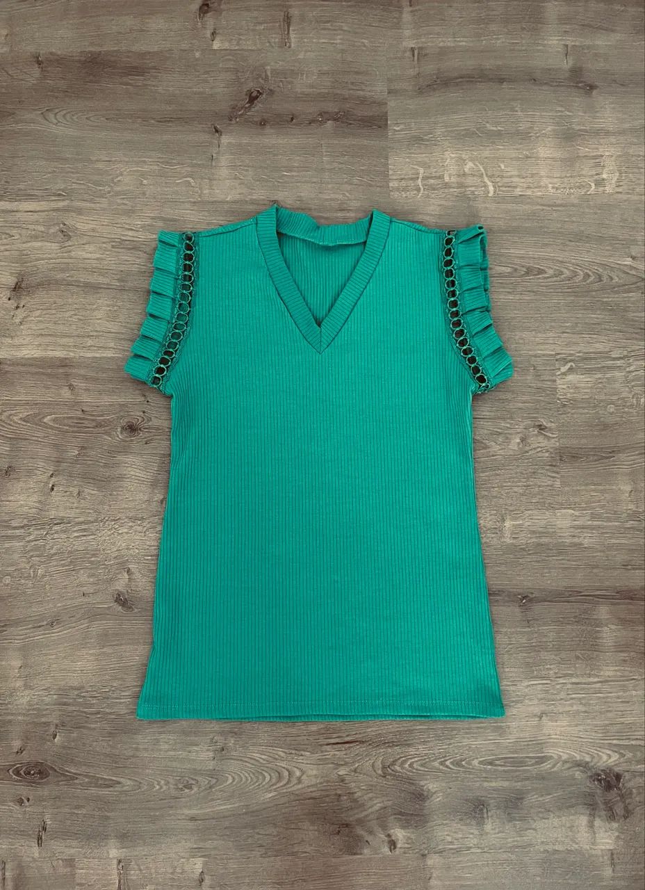 Blusa feminina M verde sem mangas  - Foto 3