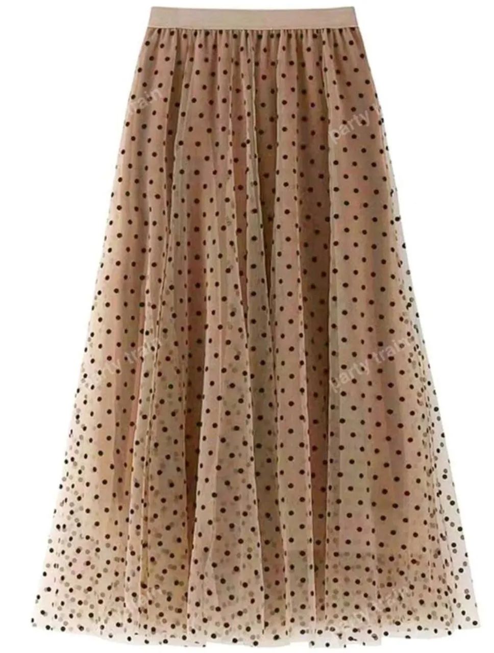 Saia Midi Poá Bege