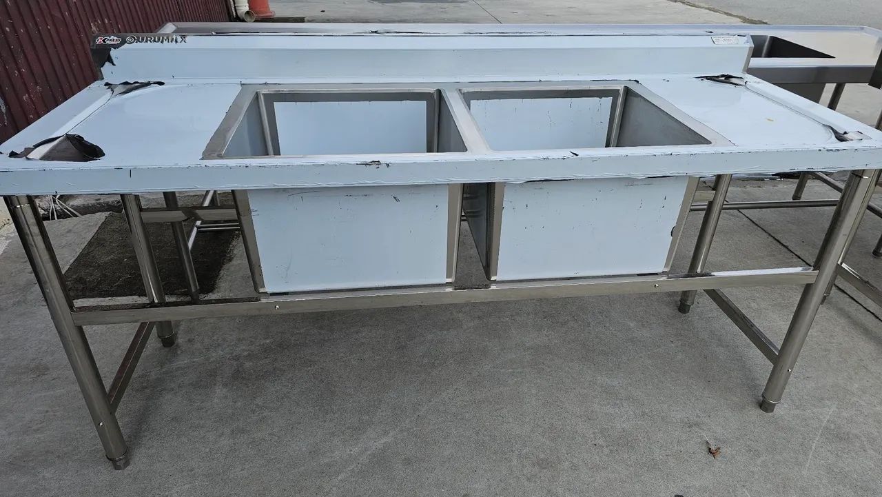 Bancada Pia Inox 2 Cubas Industrial 1.90x0.70m (IRIS)
