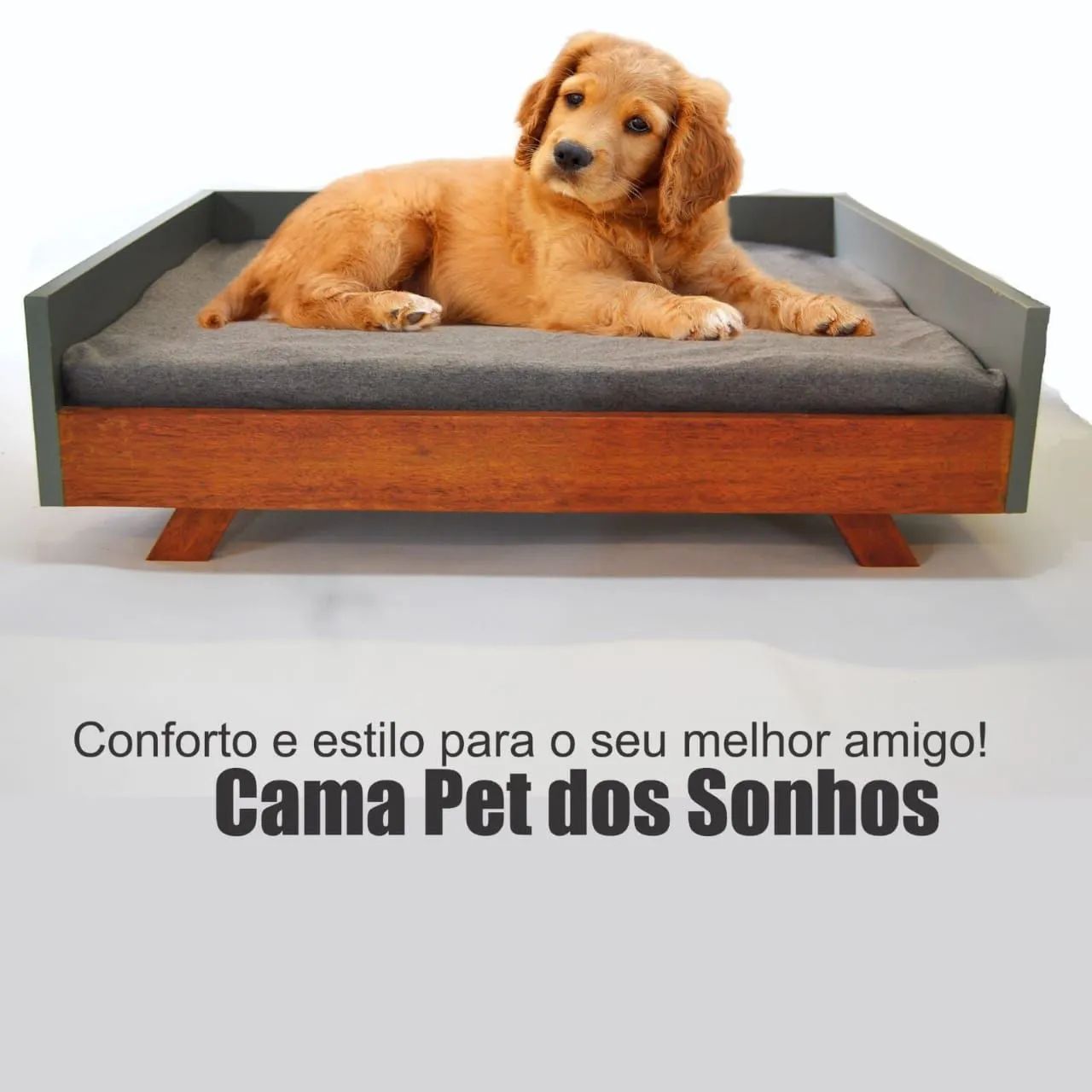 Cama Pet de Madeira para Cães + Gatos