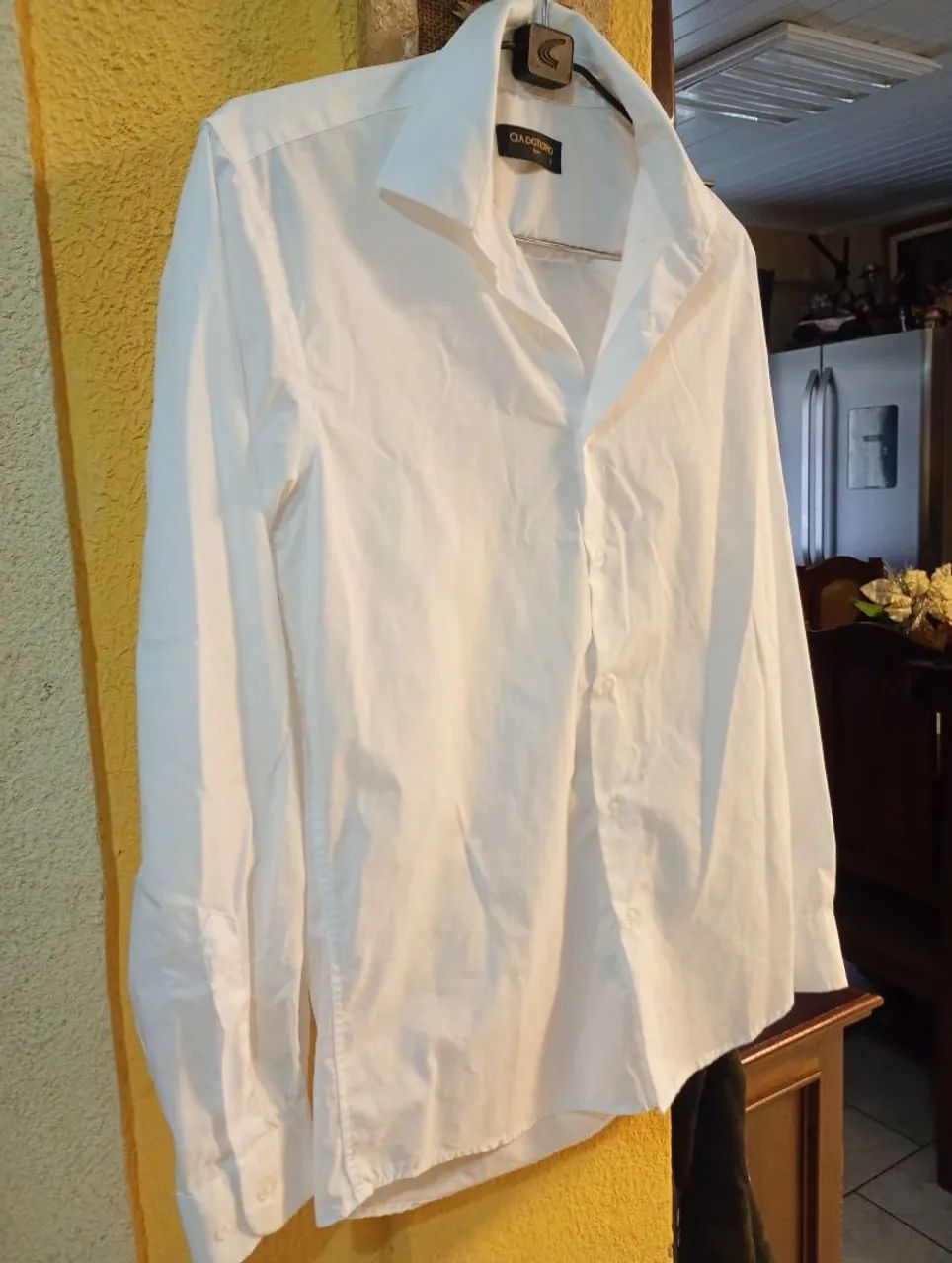 Camisa branca manga longa masculina slim 2 - Foto 3