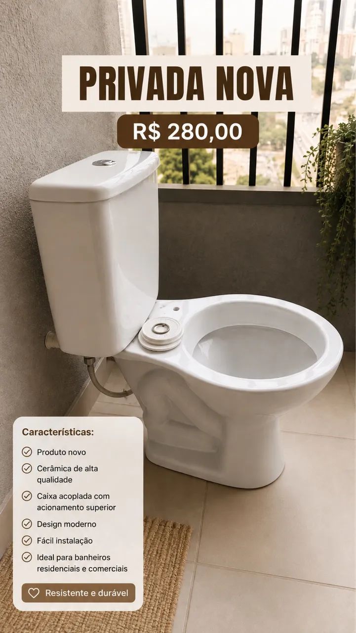 Privada com caixa acoplada nova 