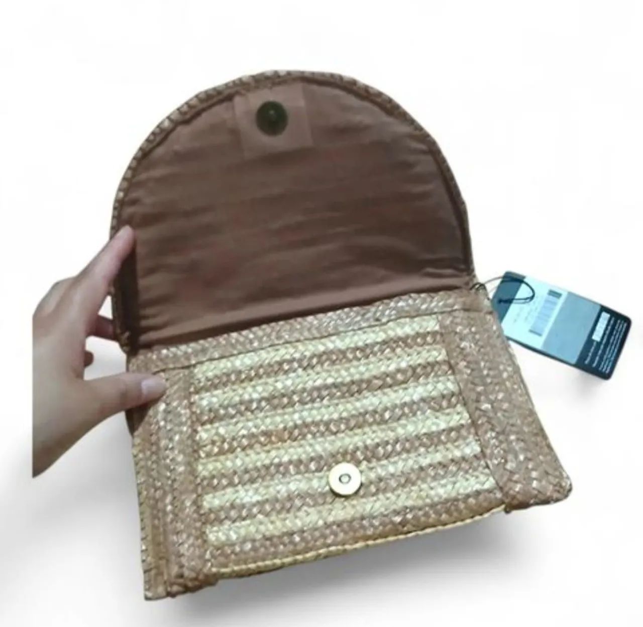 Clutch bolsa de mão Lelis Blanc em palha - Foto 4