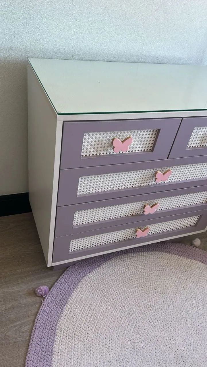 Cômoda Infantil Lilás com Palhinha e Vidro - Estilo Pinterest ? - Foto 3
