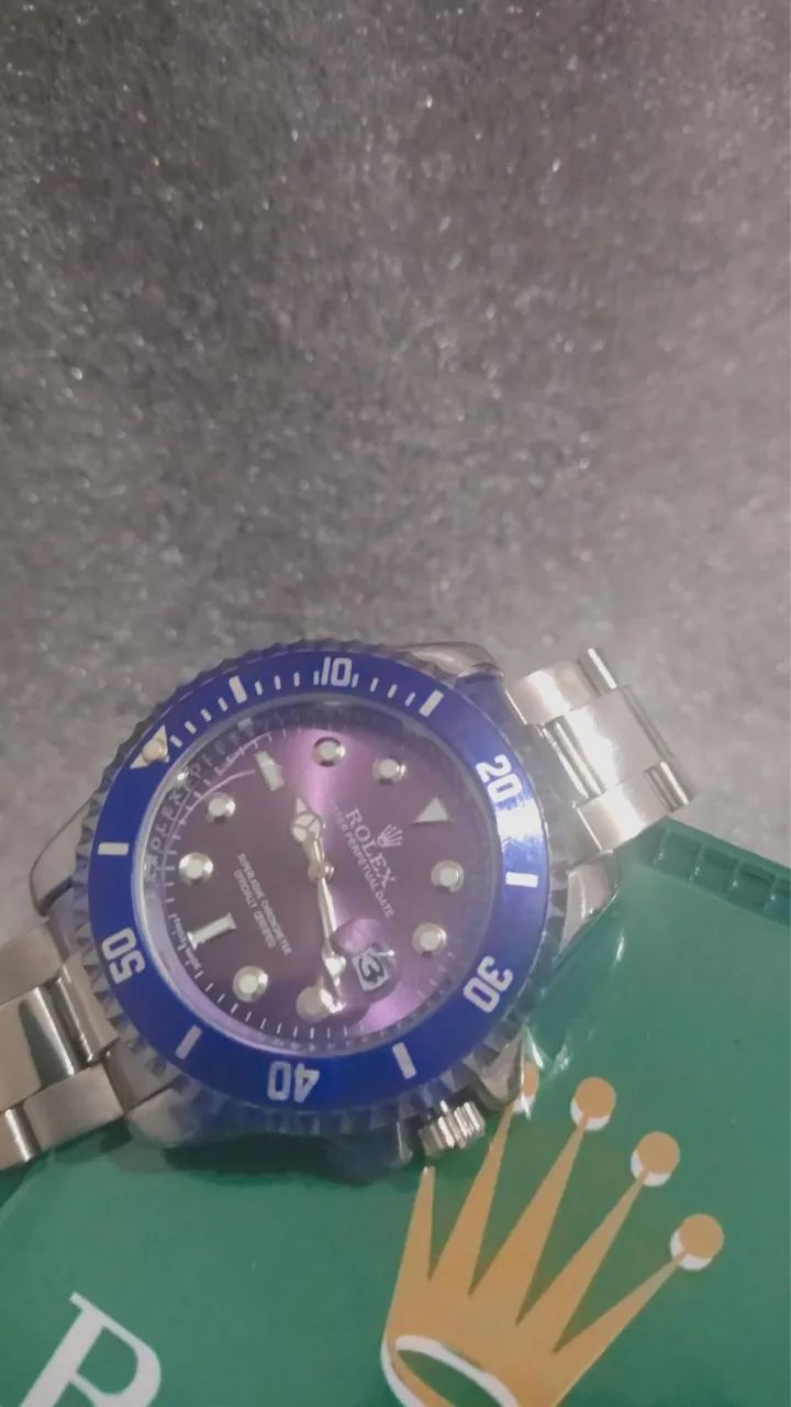 Relógio azul prateado 