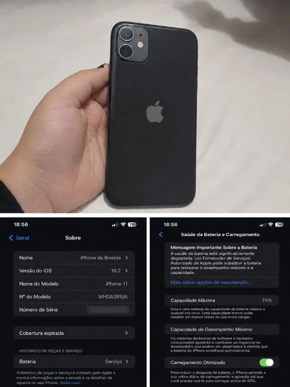 Iphone 11 128GB 74% bateria única dona
