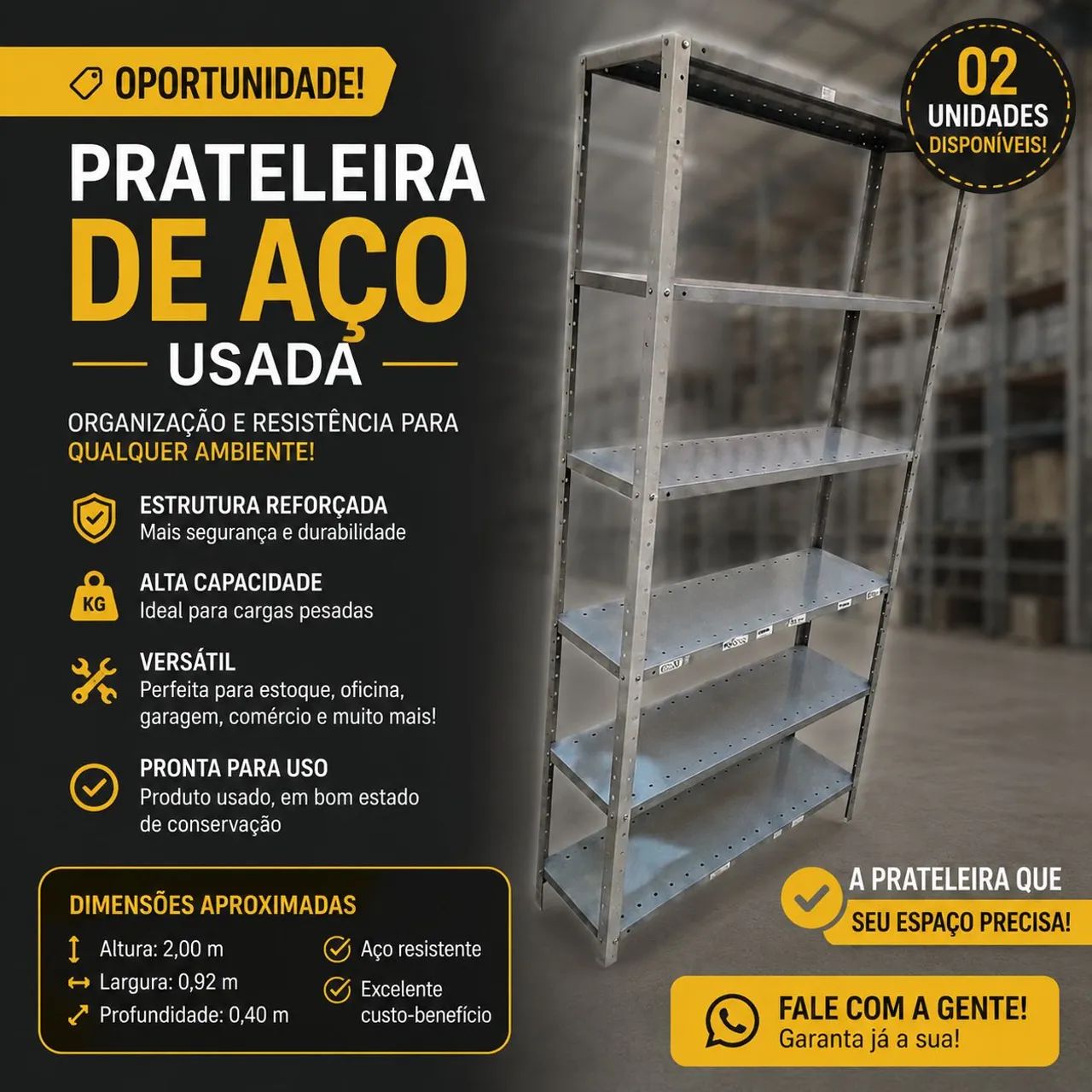 Prateleira de aço usada 
