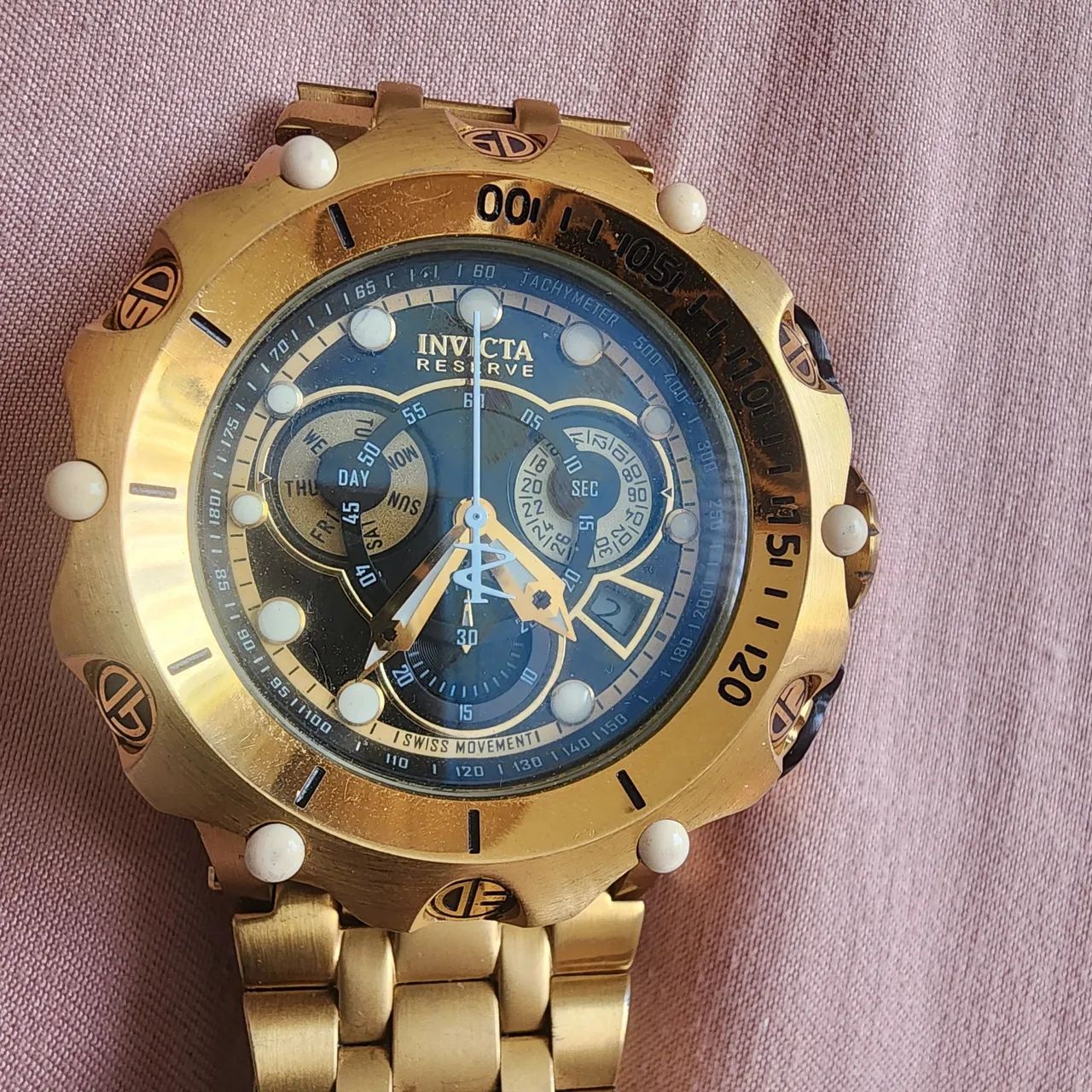 Relógio Invicta Reserve Dourado - Foto 4