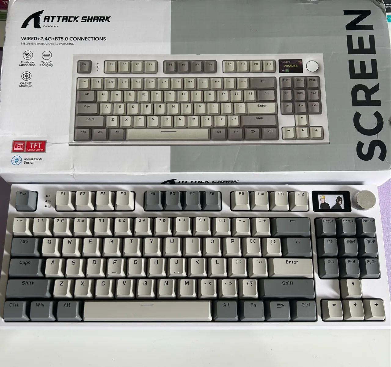 Teclado Mecânico Gamer Attack Shark K86 Bluetooth / Tri Mode / 2.4G. 