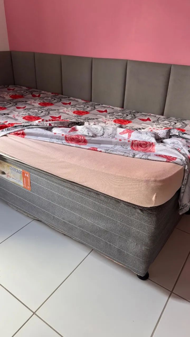 Cama Box Solteiro + Colchão seminovo - Foto 2