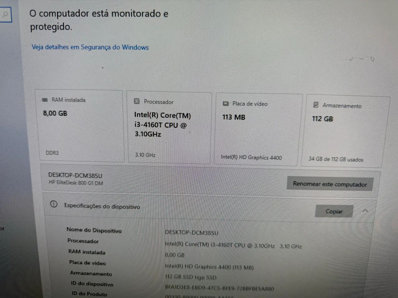 Mini Desktop HP EliteDesk 800 G1 - Intel Core i3-4160T / 3.10GB - Foto 4