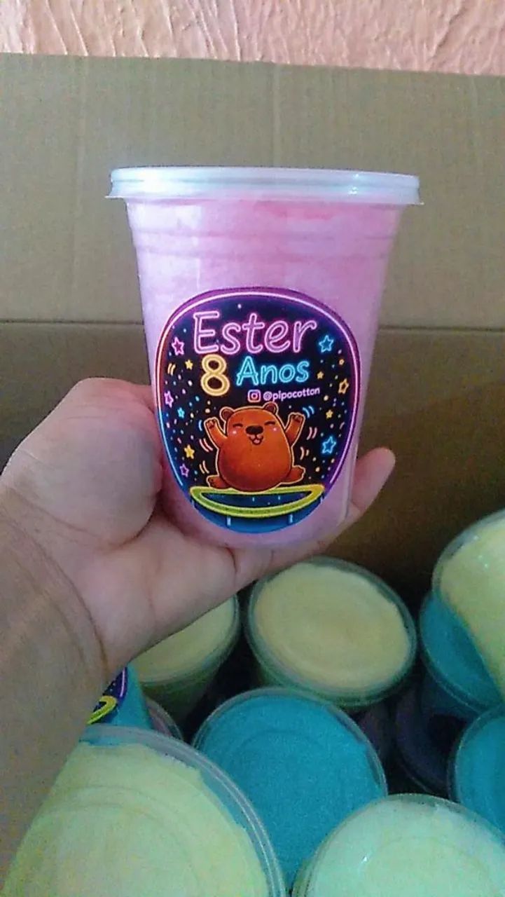 Algodão doce no copo personalizado e sem personalizar  - Foto 2