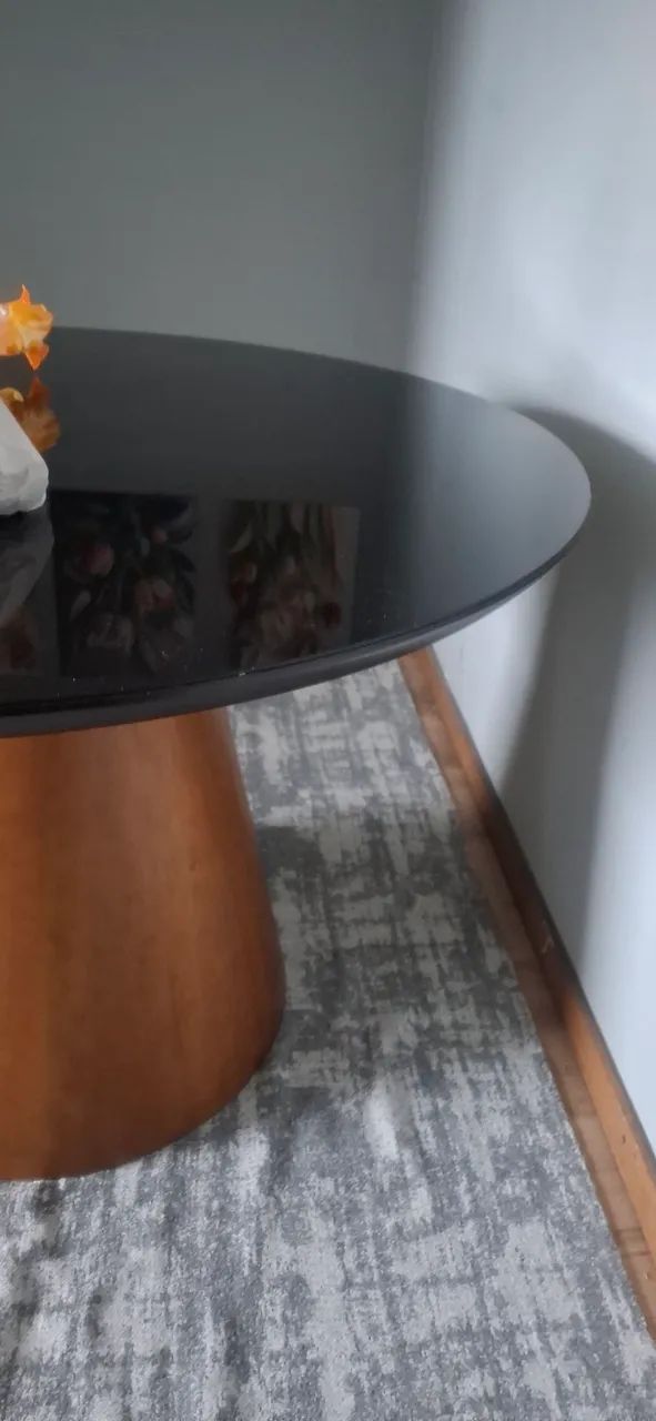 MESA PRETA TAMPO DE VIDRO 1,20M. - Foto 3