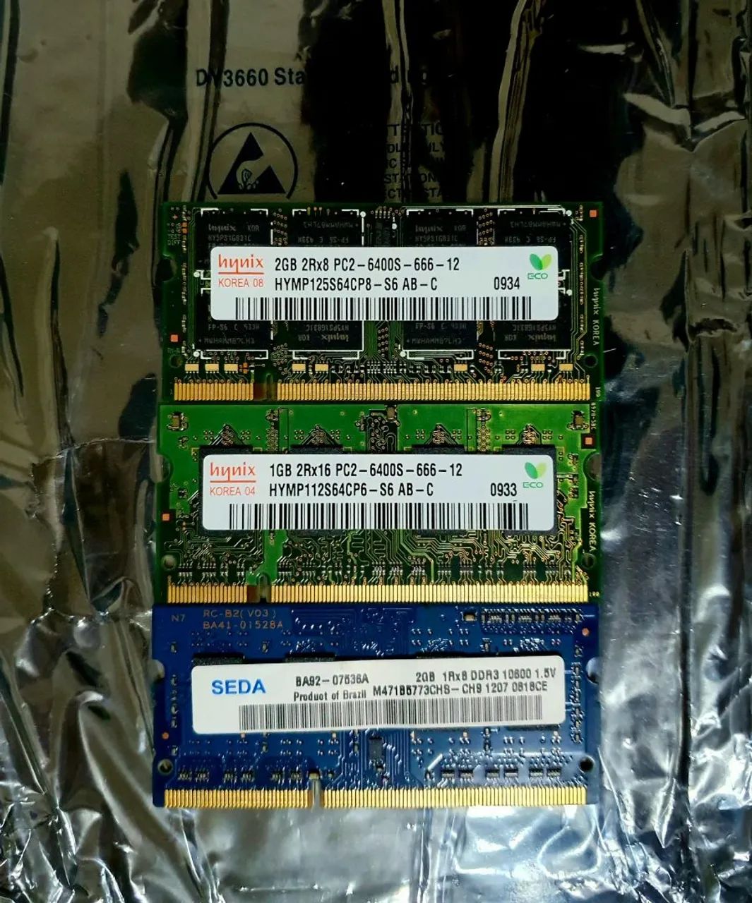 MEMORIA RAM PARA NOTEBOOK SODIMM KIT COM 3 UNIDADES DDR3 E DDR2 
