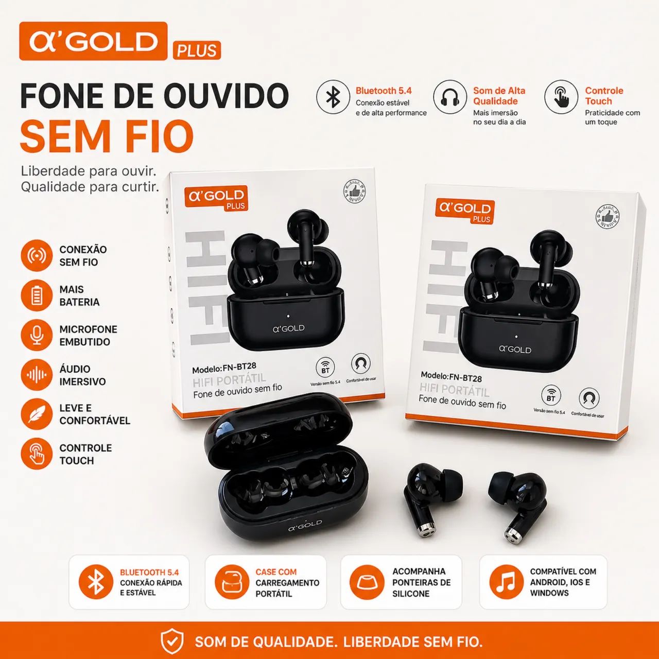 Fone de ouvido sem fio 