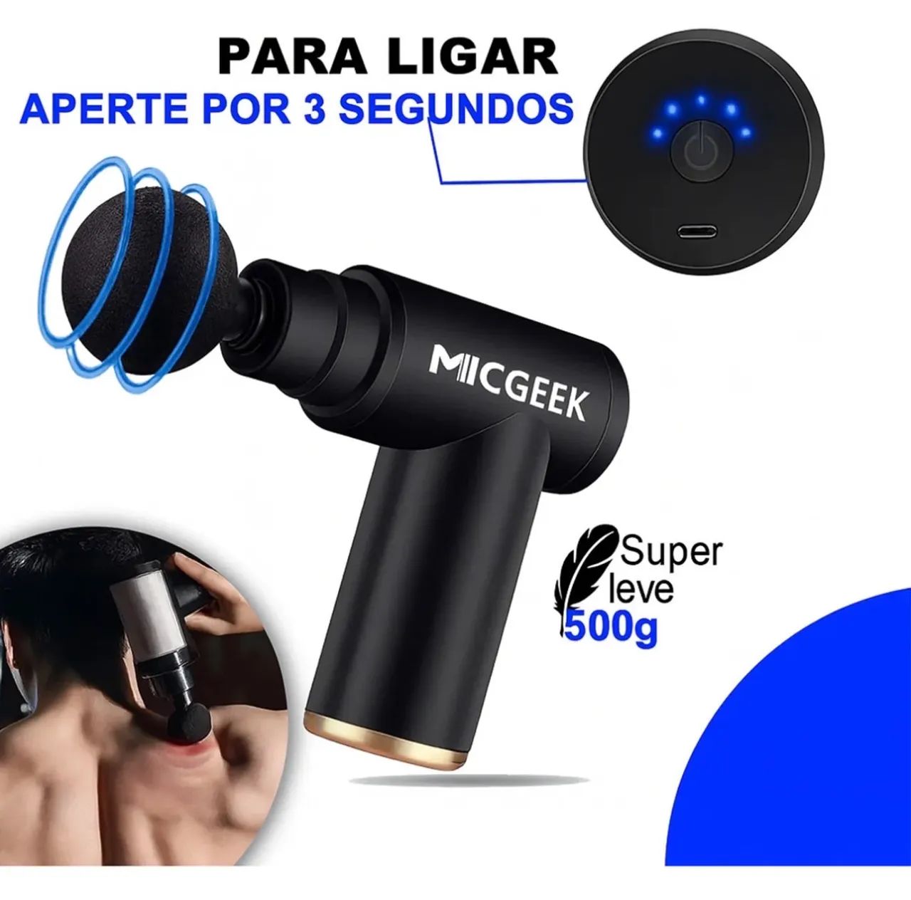 Massageador portátil com bateria recarregável  - Foto 4
