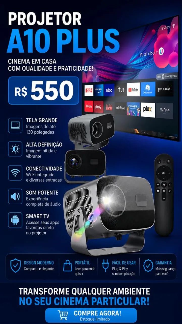 Projetor Smart A10 Plus 