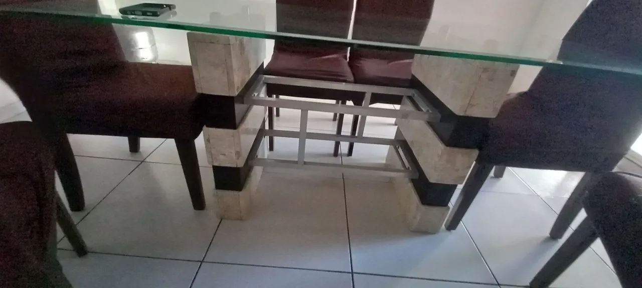 Conjunto mesa de vidro com 6 cadeiras  - Foto 2