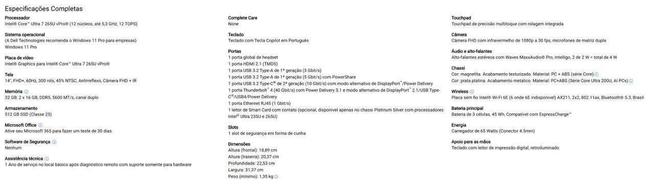 Notebook Dell Pro Pc14250 Intel Core 7 32gb 1T Ssd - Foto 5