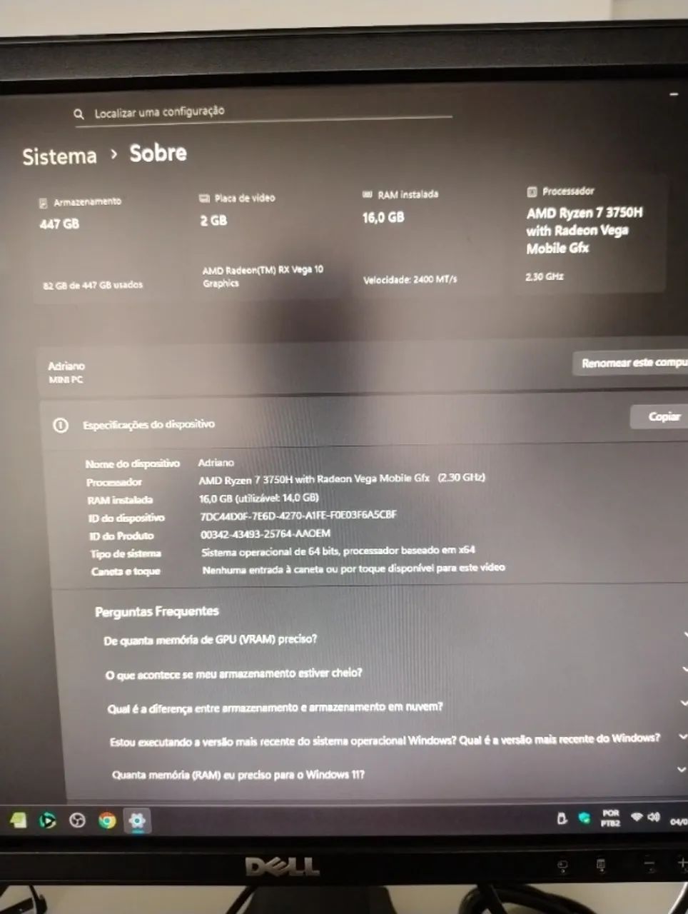 Mini PC AMD Ryzen 7 3750H with Radeon Vega Mobile GFX - Foto 4