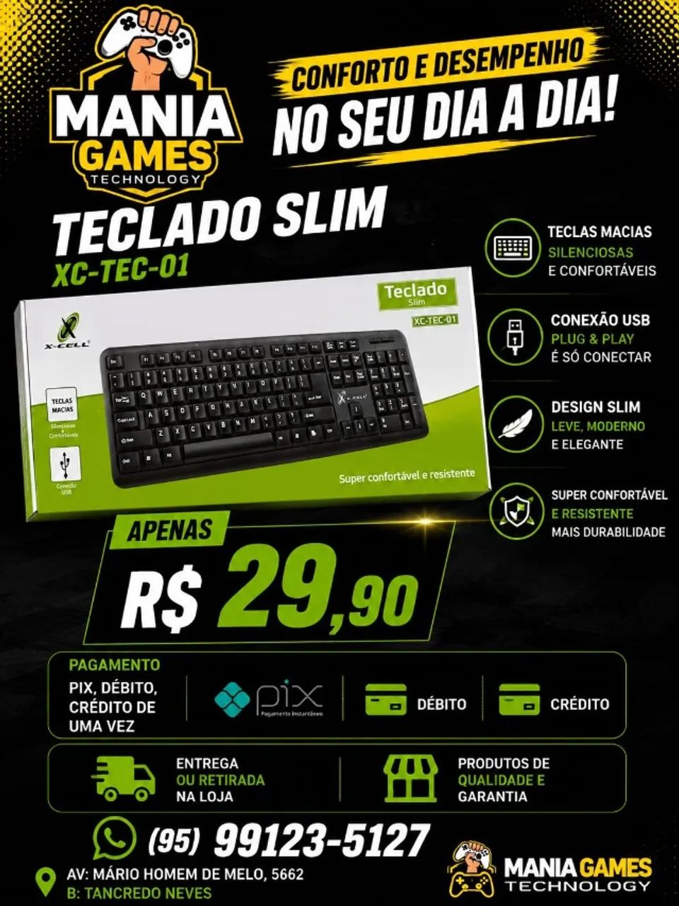 teclado simples com fio