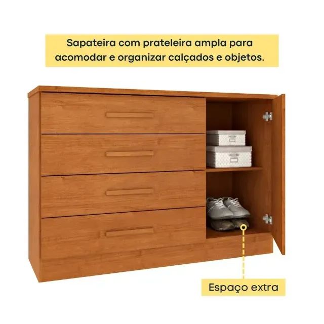 Cômoda Barcelona Ripada Casal 4 Gavetas