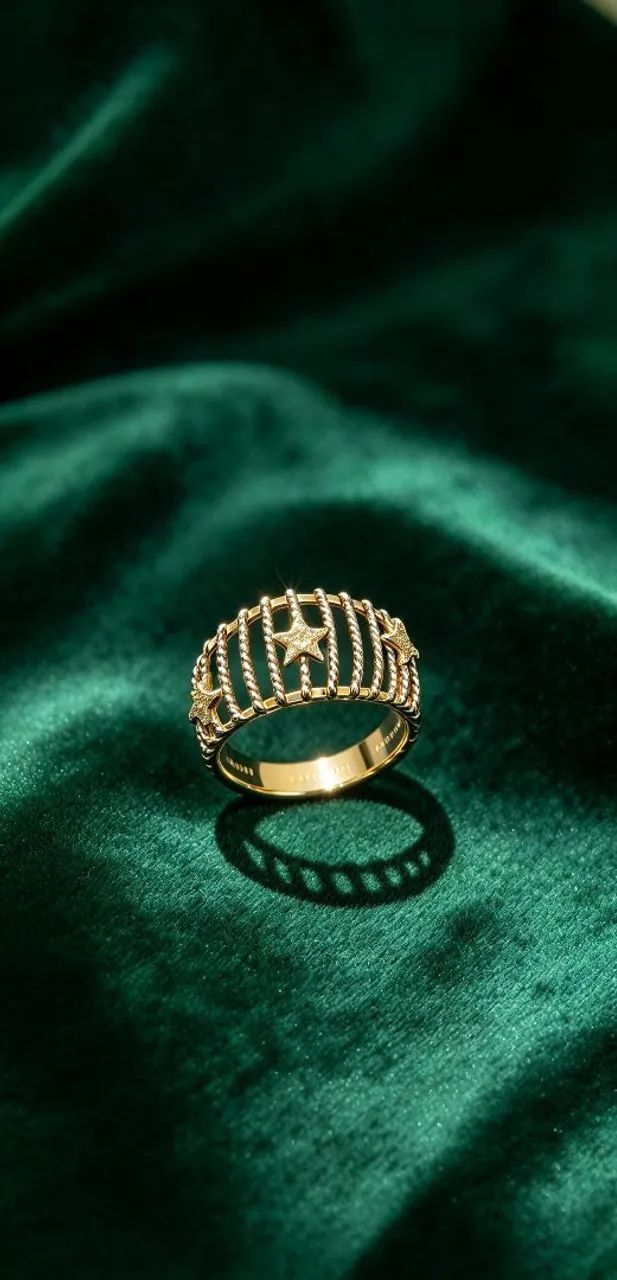 Anel ouro 18k, estrelas