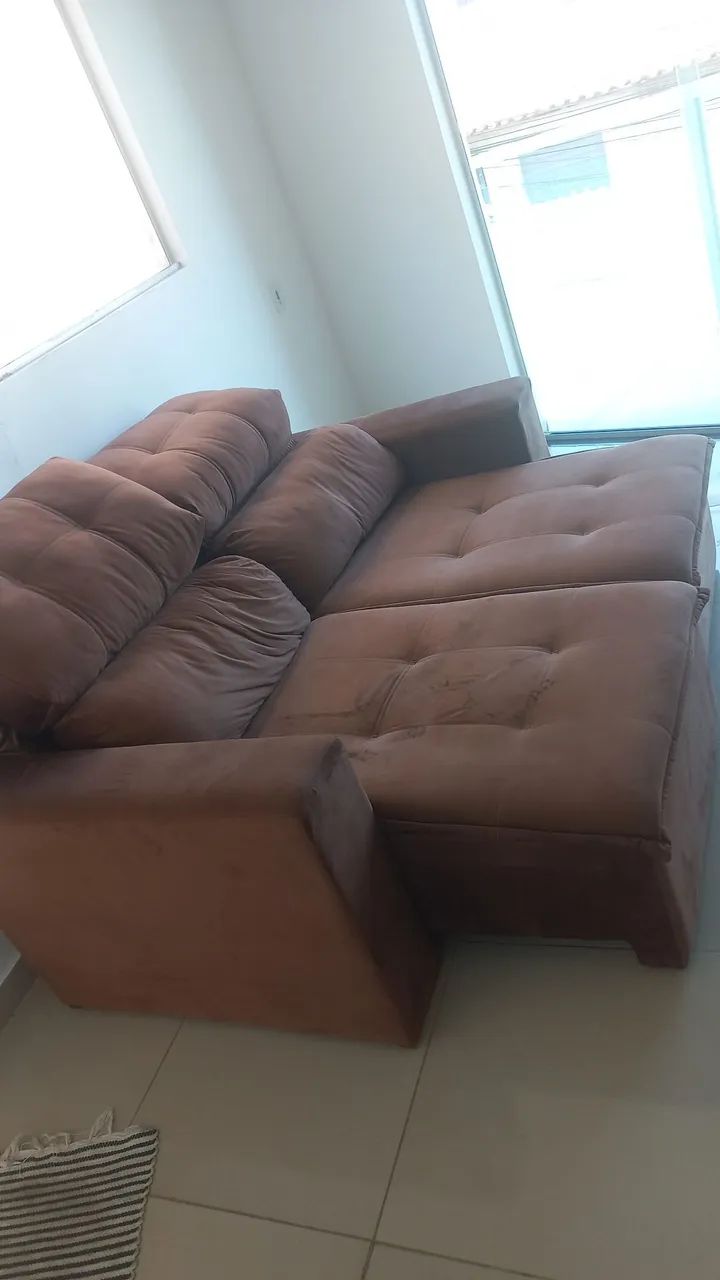 Sofá retrátil 2 lugares Marrom Premium 
