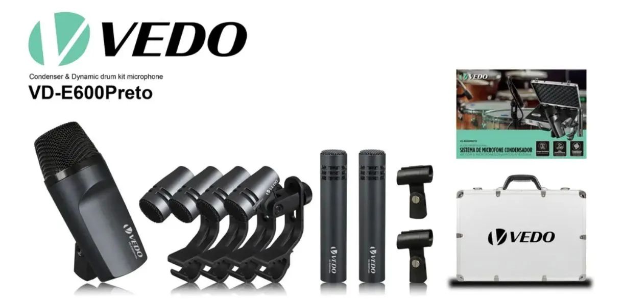 Kit microfones áudio profissional p/ Bateria. - Foto 3