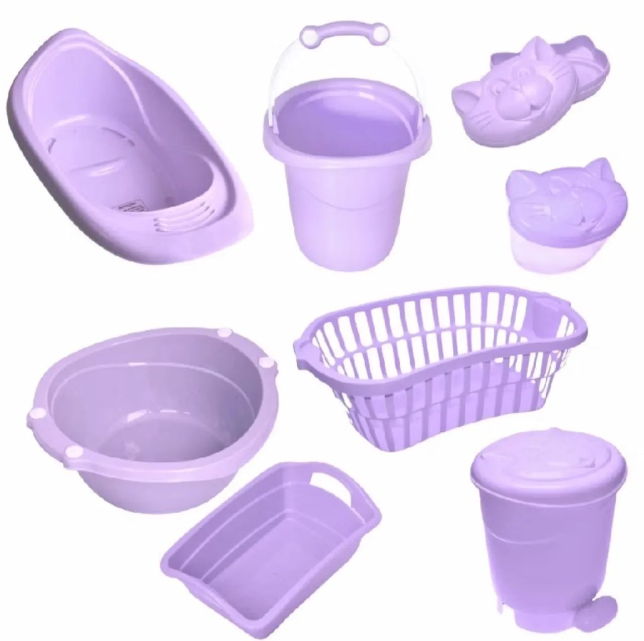 Kit com banheira, bacia, balde, cesto e etc. 