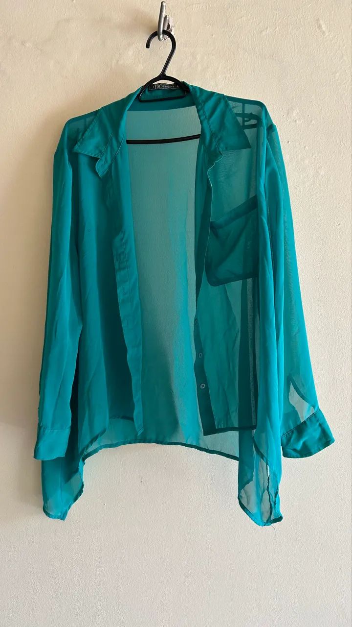 Blusa manga comprida verde - Foto 3