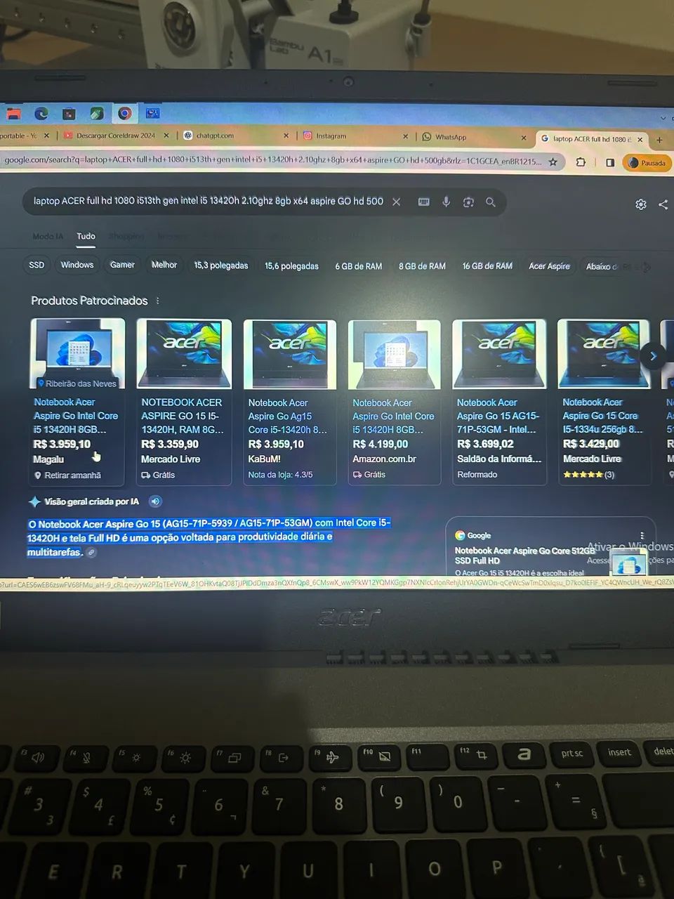 Notebook Acer Aspire Go 15 - Intel i5 - 8gb RAM - Foto 5