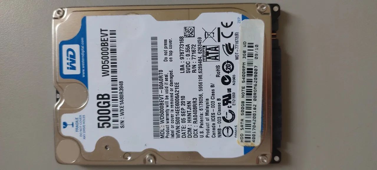 HD 500GB Western Digital - 2.5? SATA (Notebook)