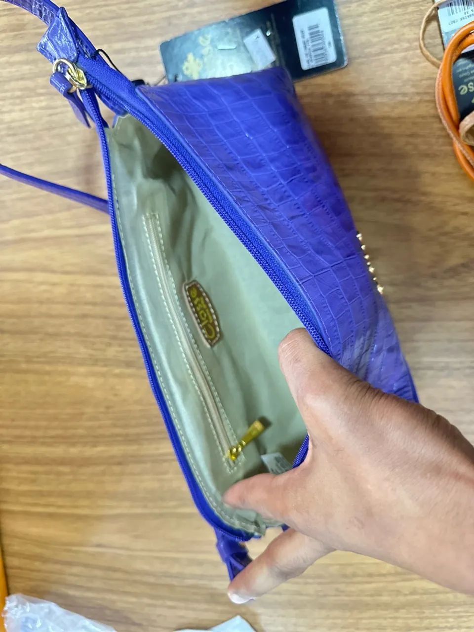 Bolsa couro classe roxa - Foto 3