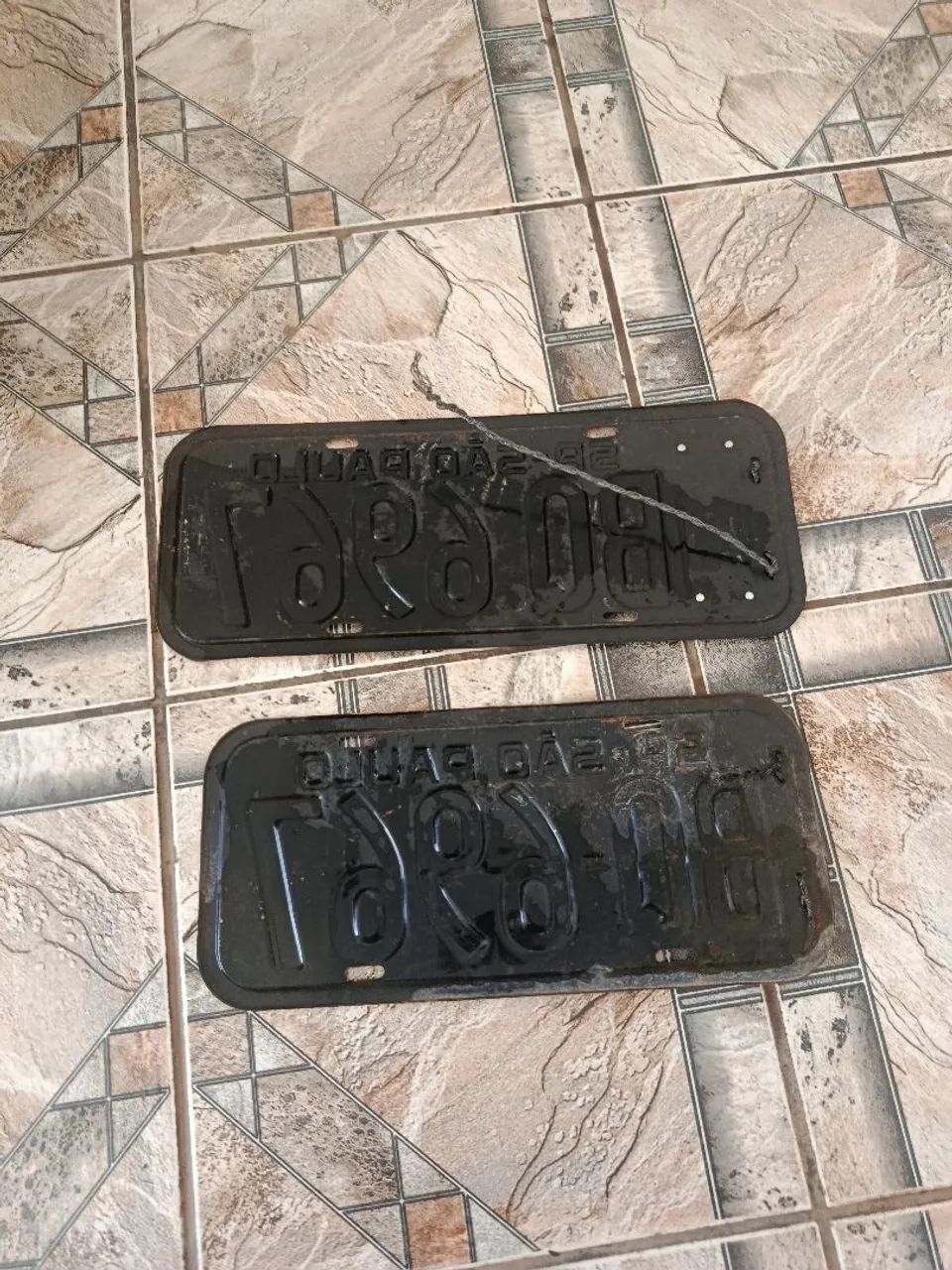 Par de placas amarelas antigas - Foto 3