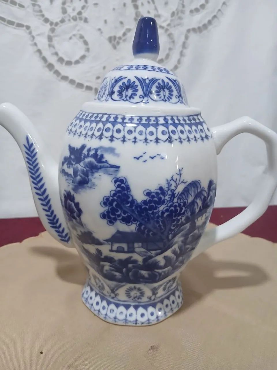 Antigo bule porcelana detalhes orientais  - Foto 2