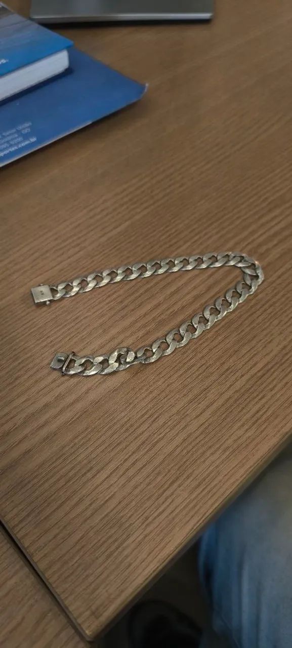 Pulseira de prata 925, 21cm, malha Grumet Grumetada - Foto 3